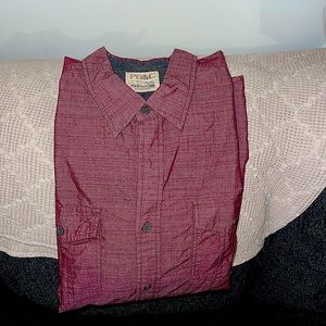 PD&C, XL , Dark distressed Red, Casual Button down long sleeve